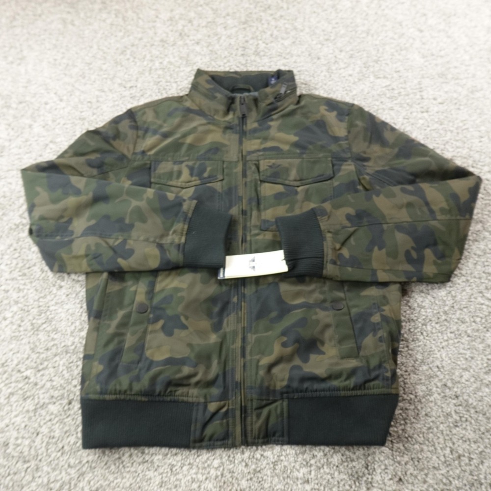 NEW Dockers Jacket Mens S Green Camo Bomber Full Zip Lined Insulated Coat Hunt